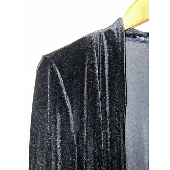 NEW Velvet Cardigan Jacket Blazer Large Petite Open Front Black LP PL 14P 16P - Picture 3 of 7